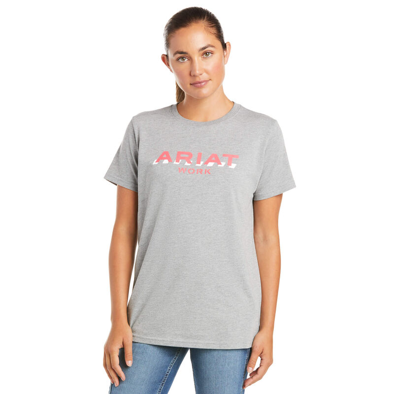 Ariat T-Shirts Damen - Rebar Cotton Strong Logo Grau ( BLUOQ-4769 )